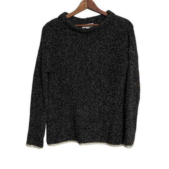 White + Warren Boucle Knit Wool Blend Long Sleeve Pullover Sweater Black Small - Picture 1 of 8